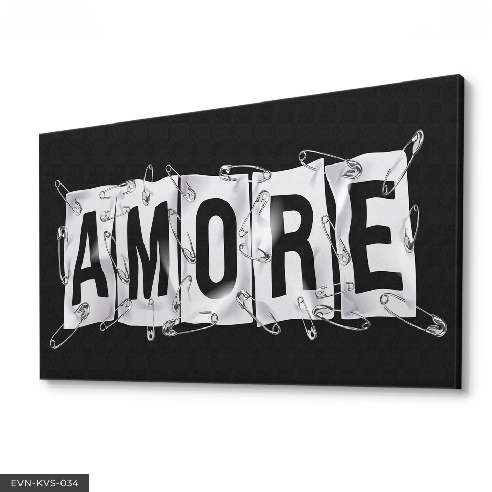 Amore Afişli Tek Parça Kanvas Canvas Tablo Tablo