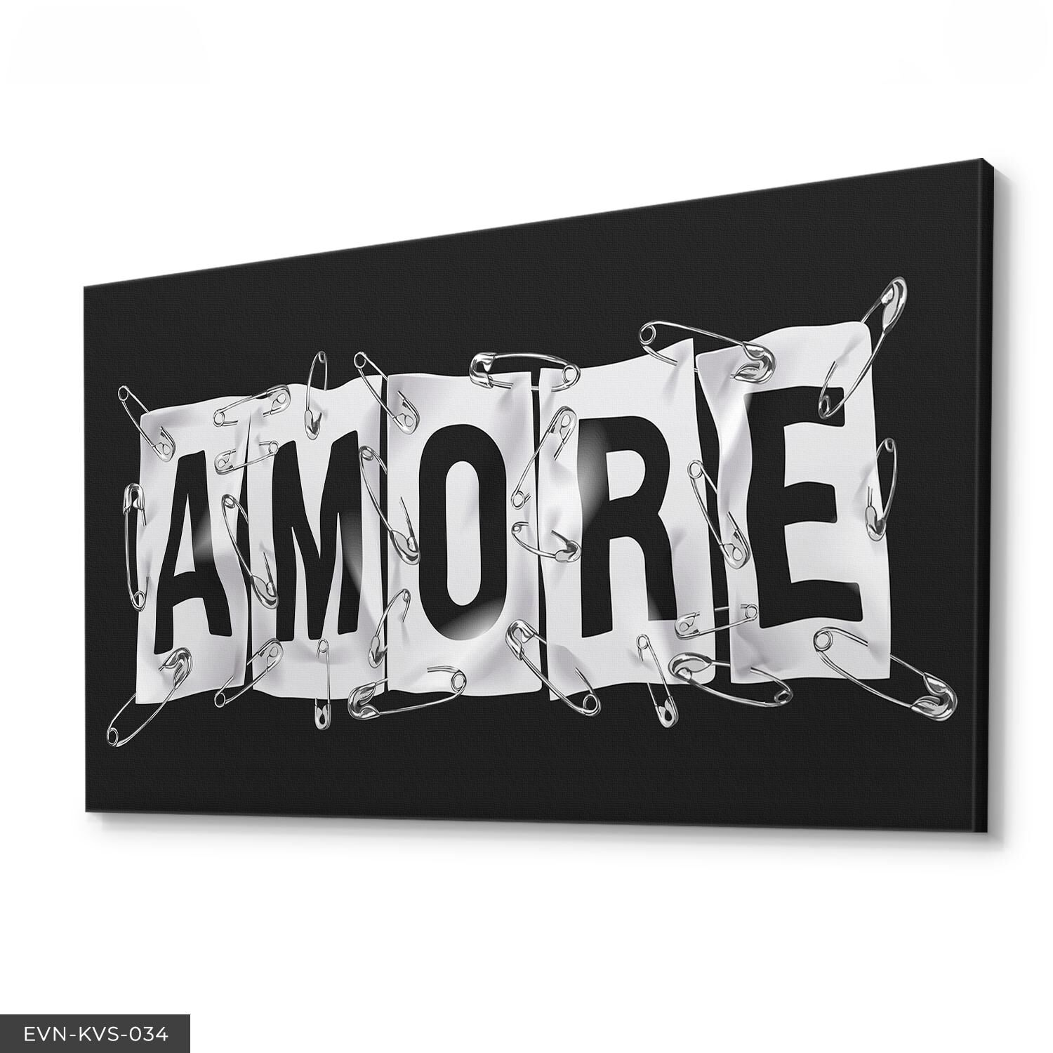 Amore Afişli Tek Parça Kanvas Canvas Tablo Tablo 40 x 30 CM - Çok Renkli