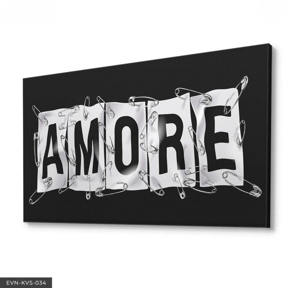 Amore Afişli Tek Parça Kanvas Canvas Tablo Tablo