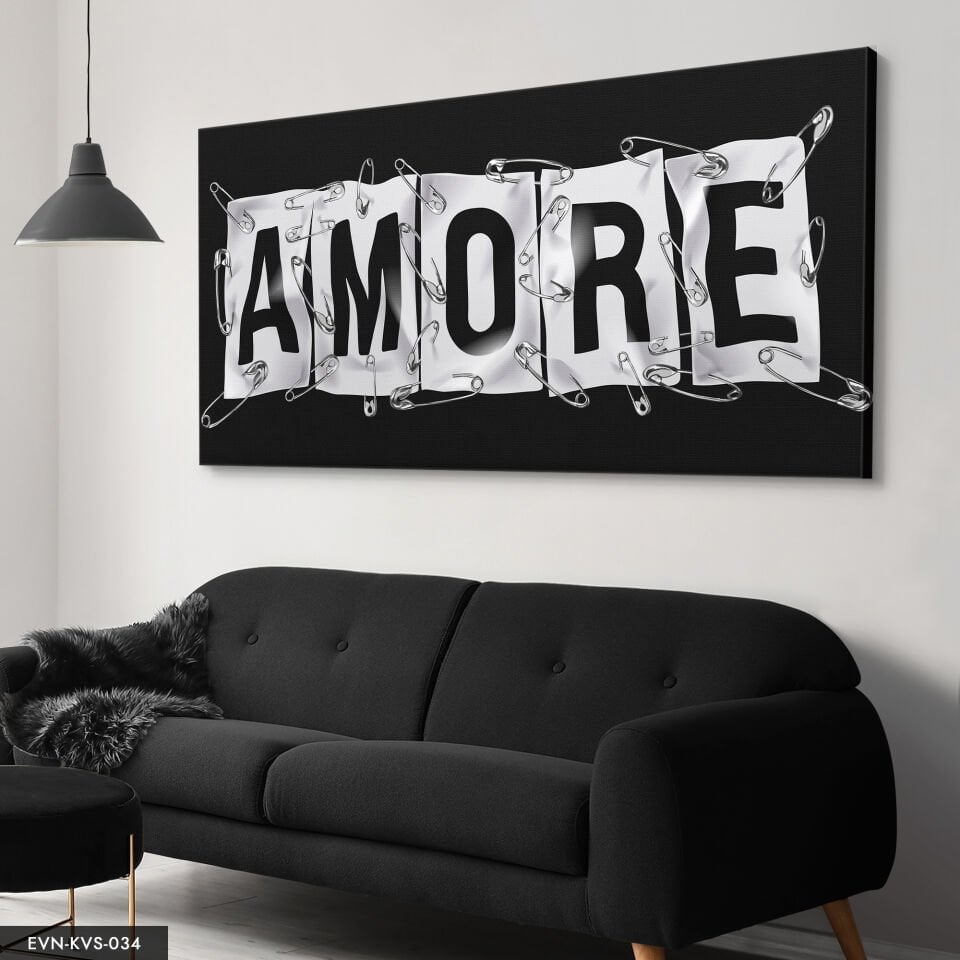 Amore Afişli Tek Parça Kanvas Canvas Tablo Tablo