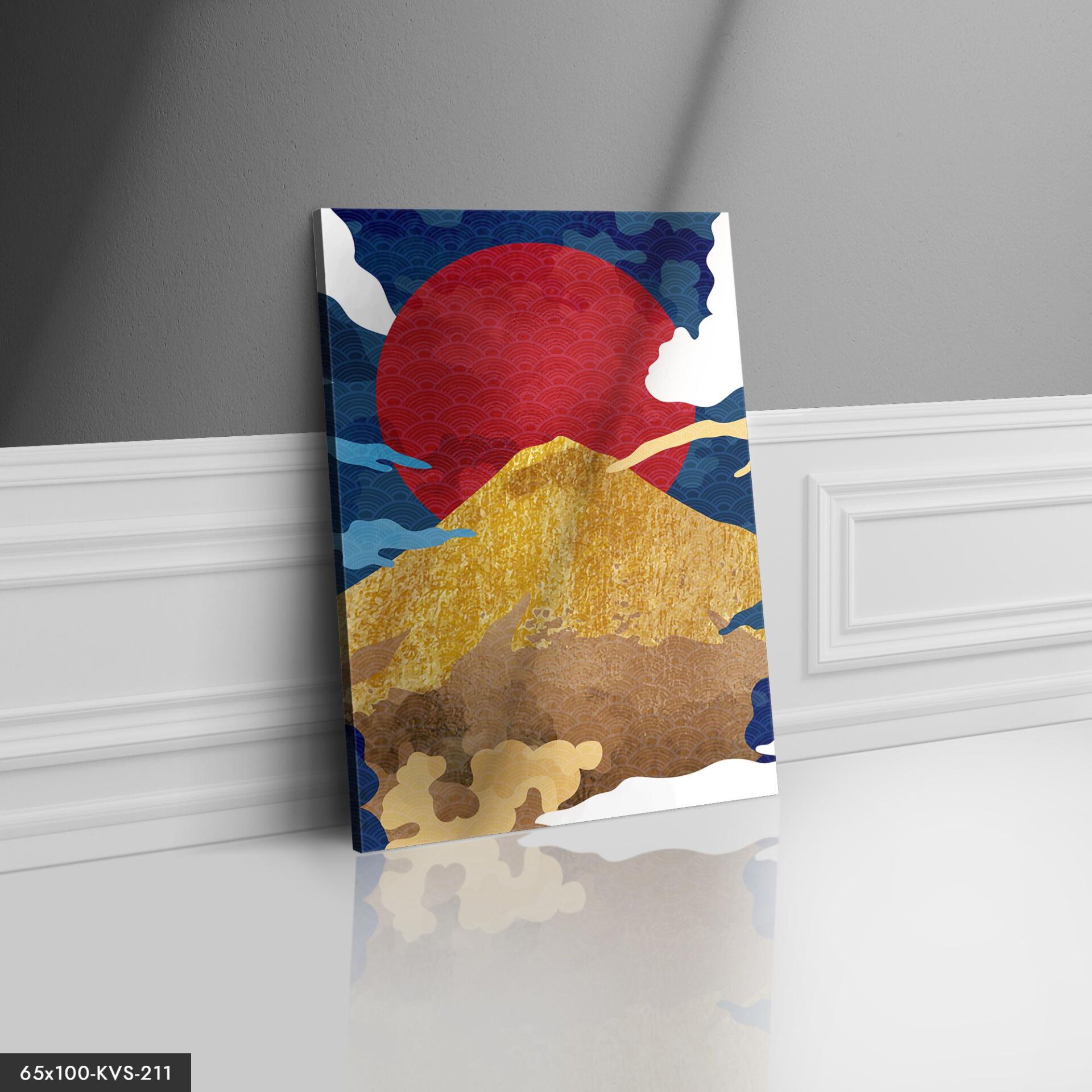 Dağlar Güneş Soyut Kanvas - Canvas Tablo 40 x 30 CM - Çok Renkli