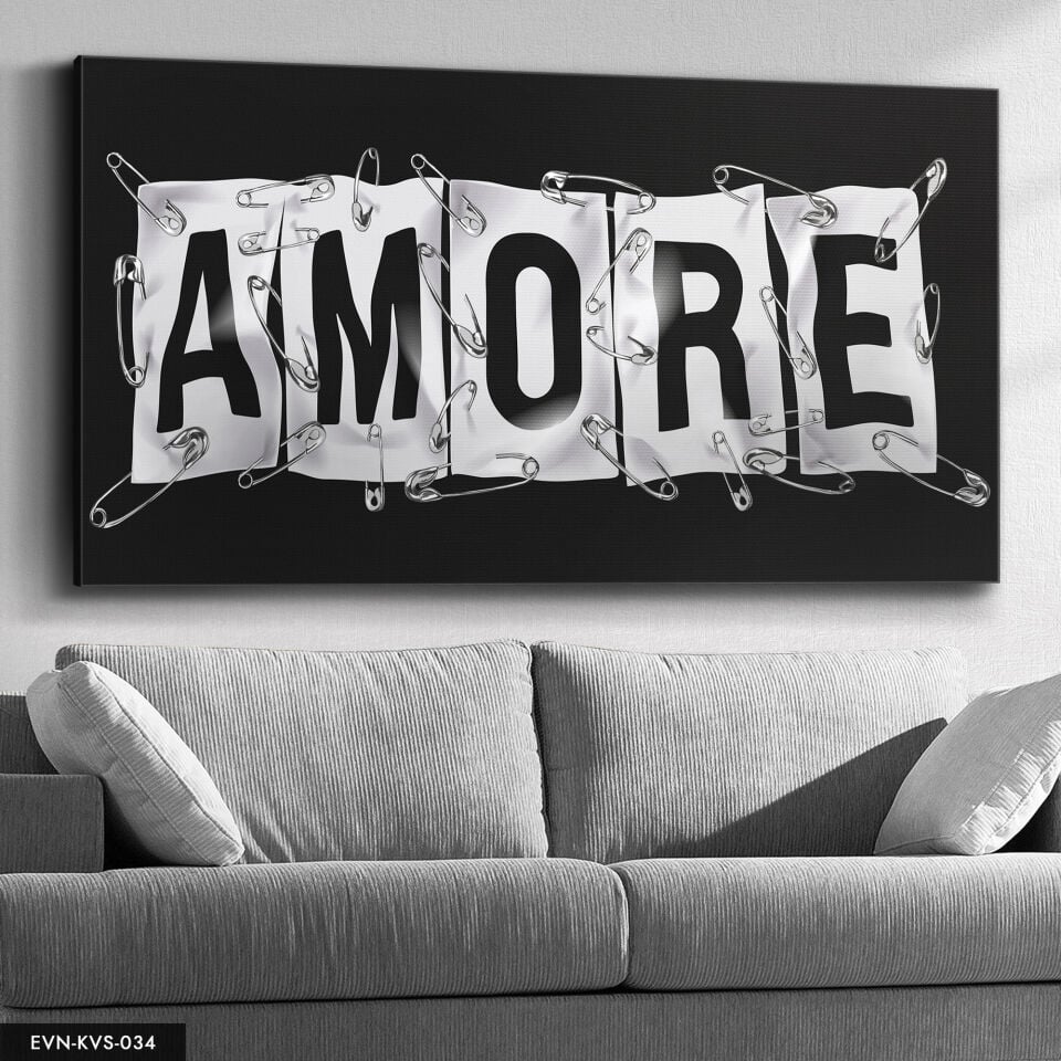 Amore Afişli Tek Parça Kanvas Canvas Tablo Tablo