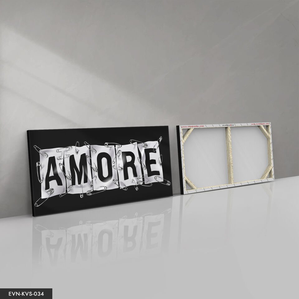 Amore Afişli Tek Parça Kanvas Canvas Tablo Tablo