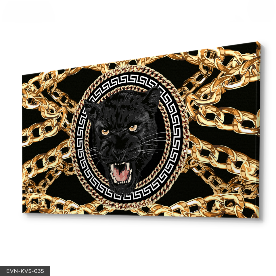 Siyah Kaplan Tek Parça Kanvas Canvas Tablo Tablo