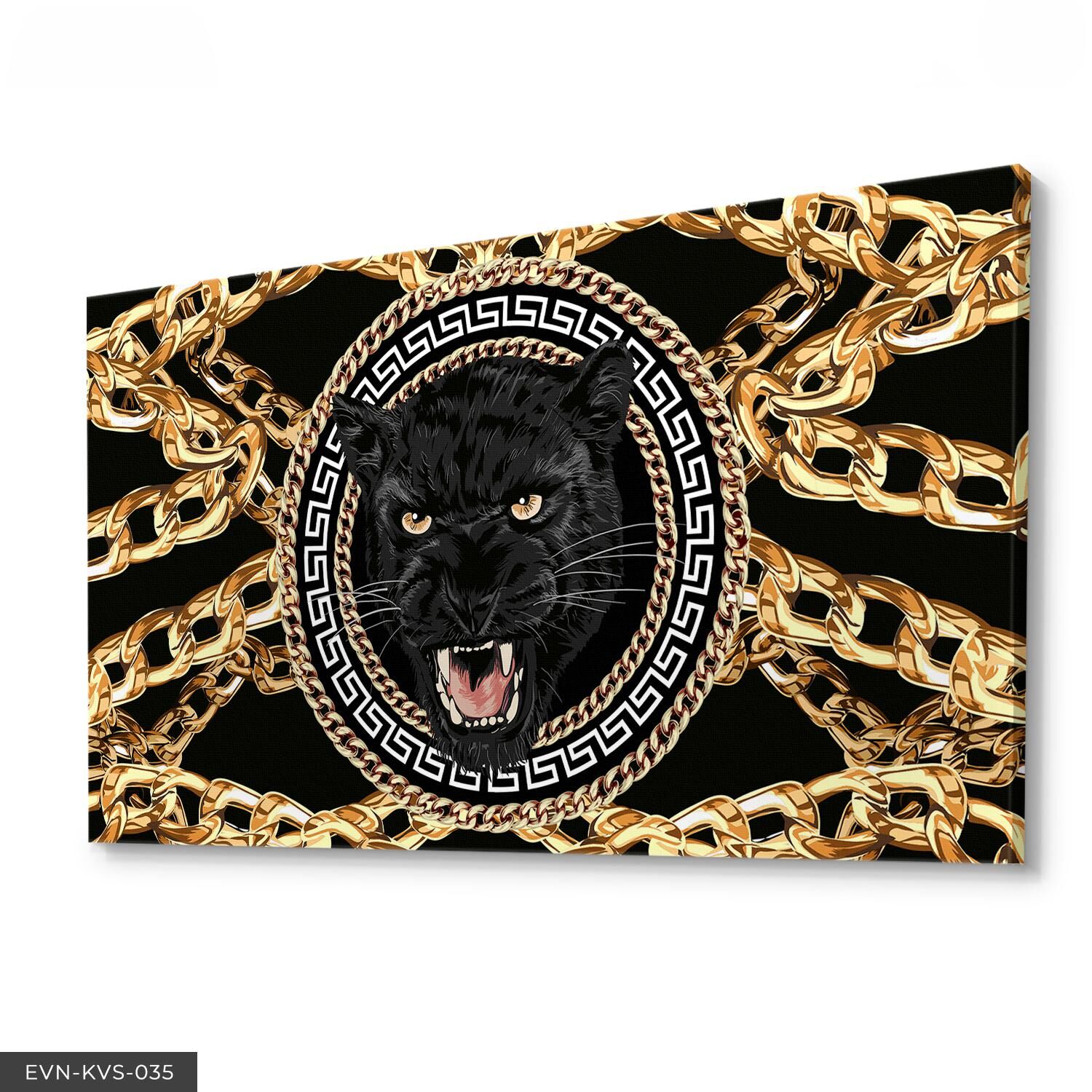 Siyah Kaplan Tek Parça Kanvas Canvas Tablo Tablo 40 x 30 CM - Çok Renkli