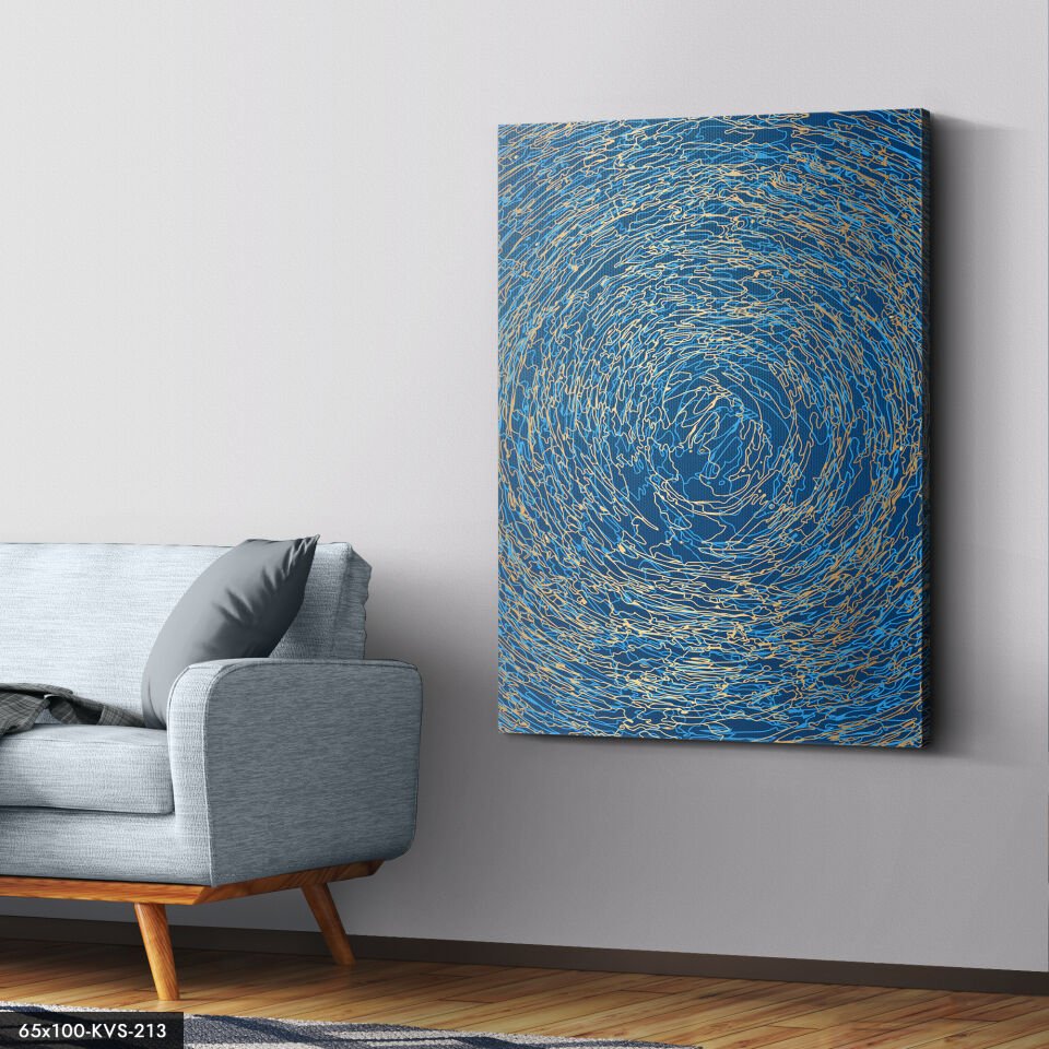 Mavi Sarı Çizgiler Kanvas - Canvas Tablo