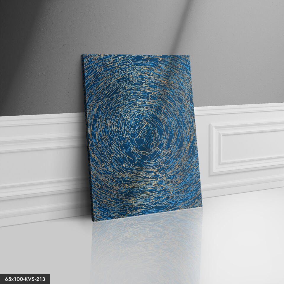 Mavi Sarı Çizgiler Kanvas - Canvas Tablo