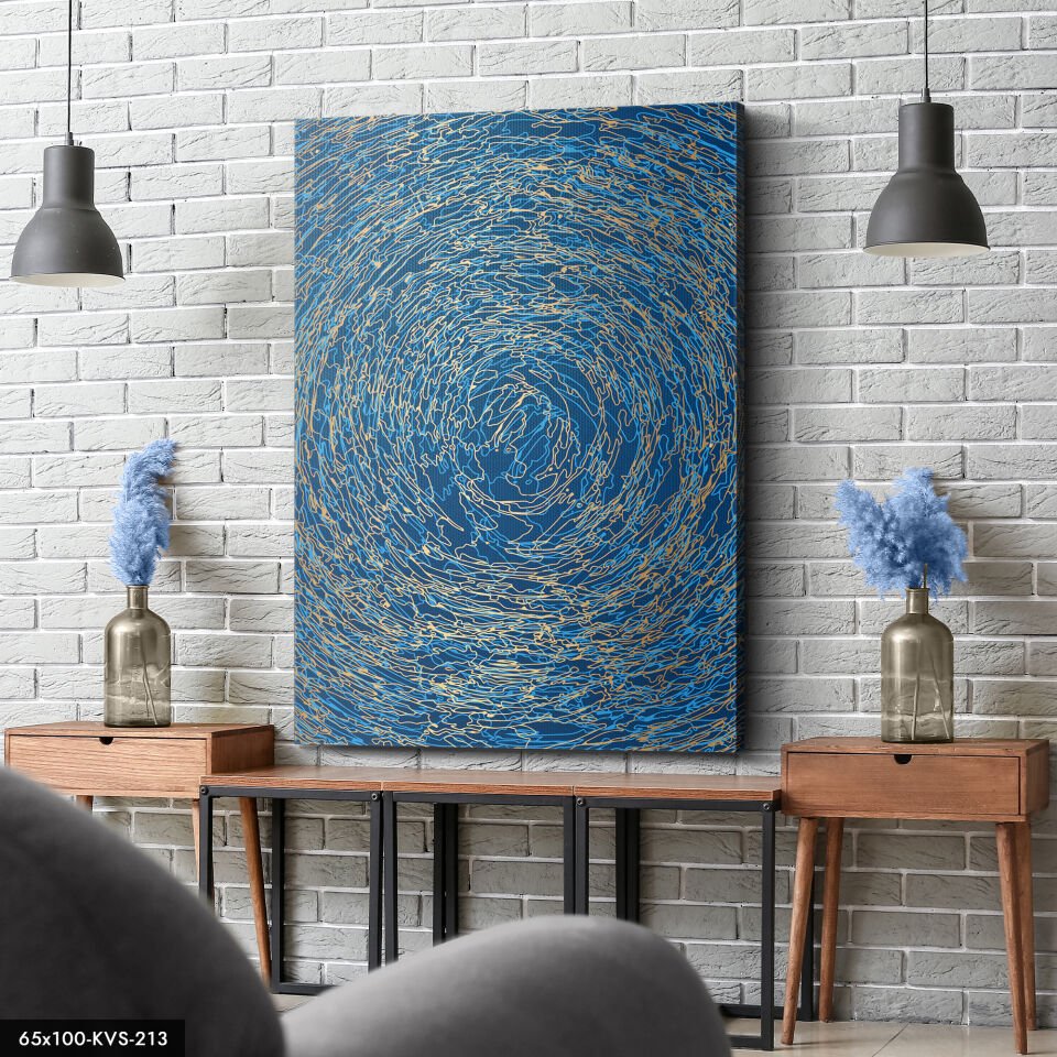 Mavi Sarı Çizgiler Kanvas - Canvas Tablo