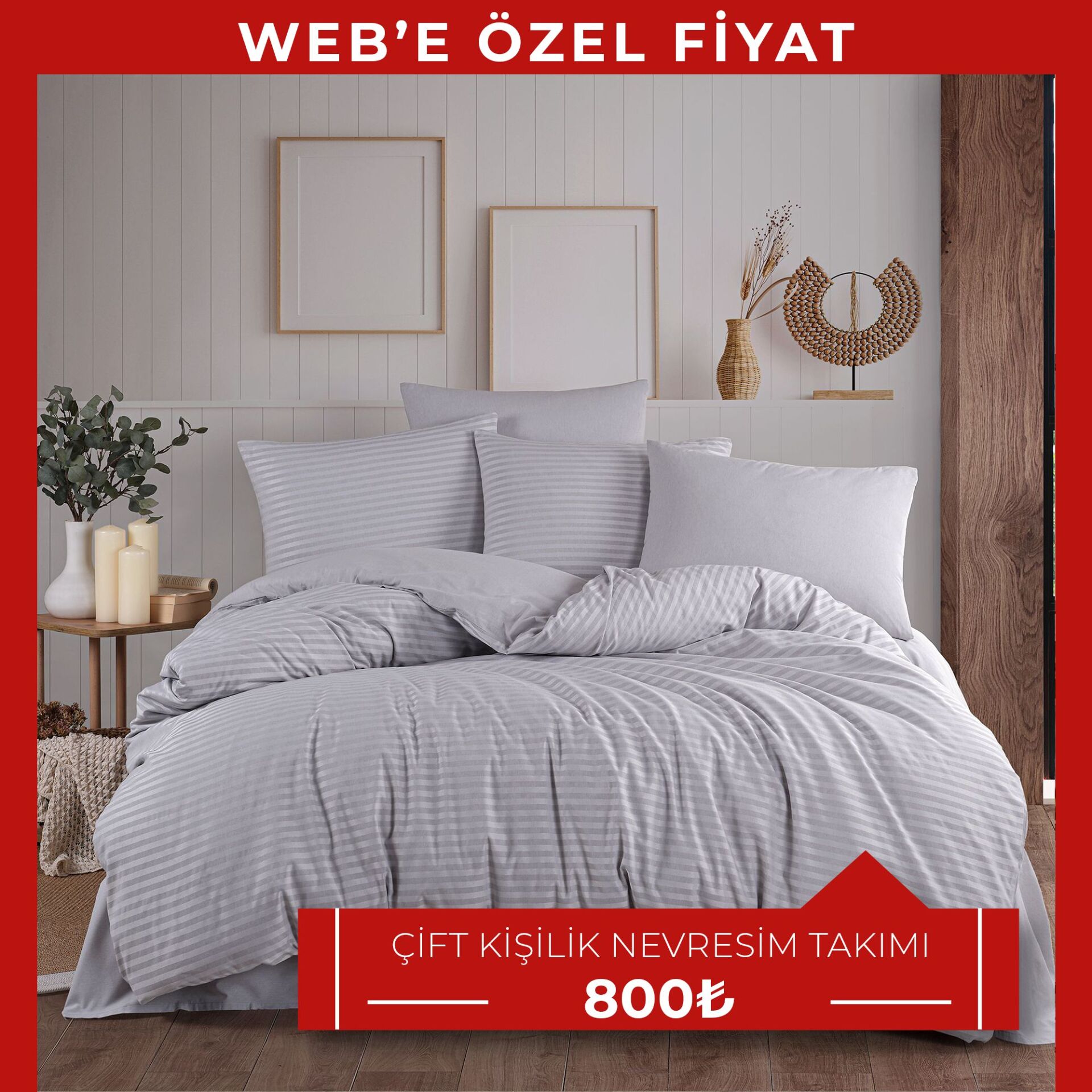 Natural Stripe Çift Kişilik Nevresim Takımı