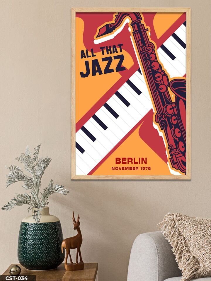 Jazz Festival Berlin Tek Parça Ahşap Çerçeveli Tablo Naturel - 20 x 30 CM
