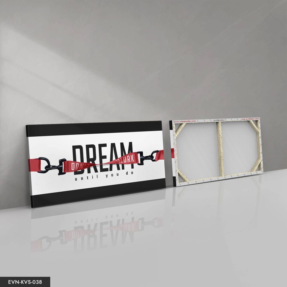 Dream Yazılı Tek Parça Kanvas Canvas Tablo Tablo 40 x 30 CM - Çok Renkli