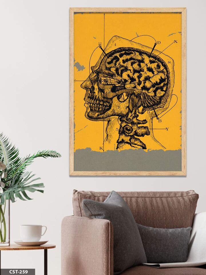 Beynin Anatomisi Tek Parça Ahşap Çerçeveli Tablo Naturel - 50 x 70 CM