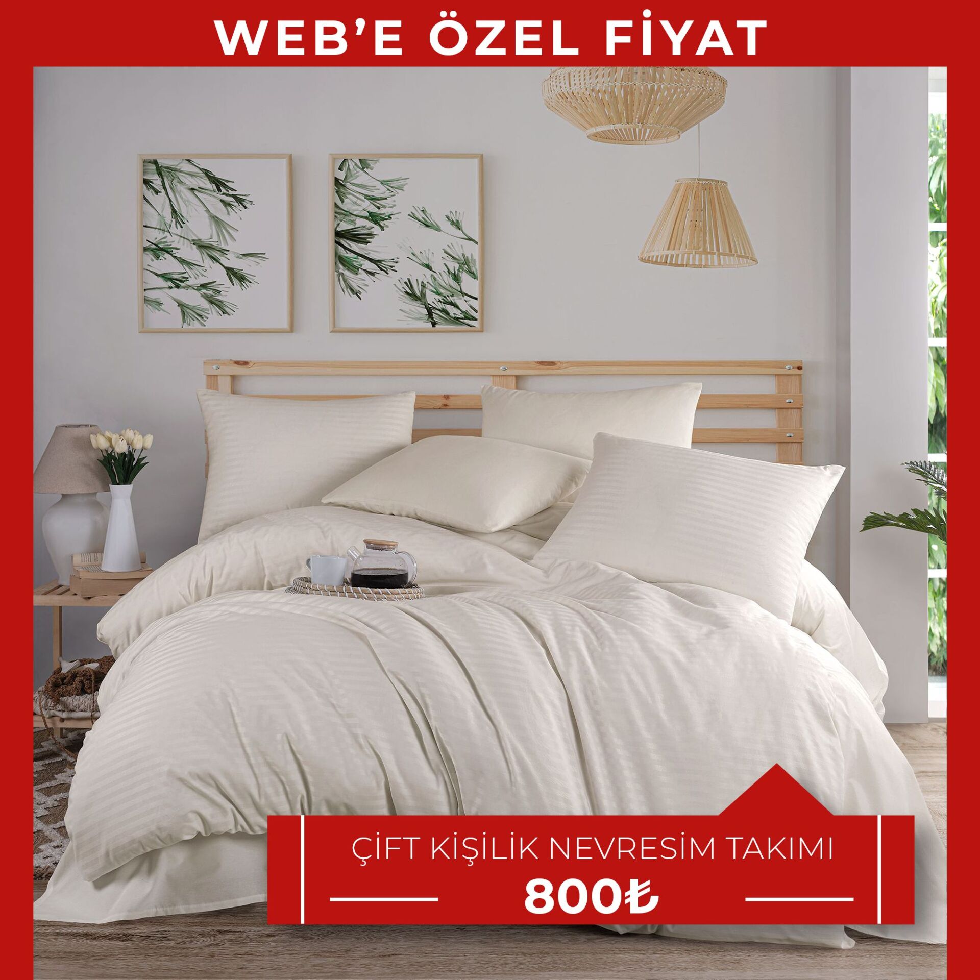 Natural Stripe Çift Kişilik Nevresim Takımı