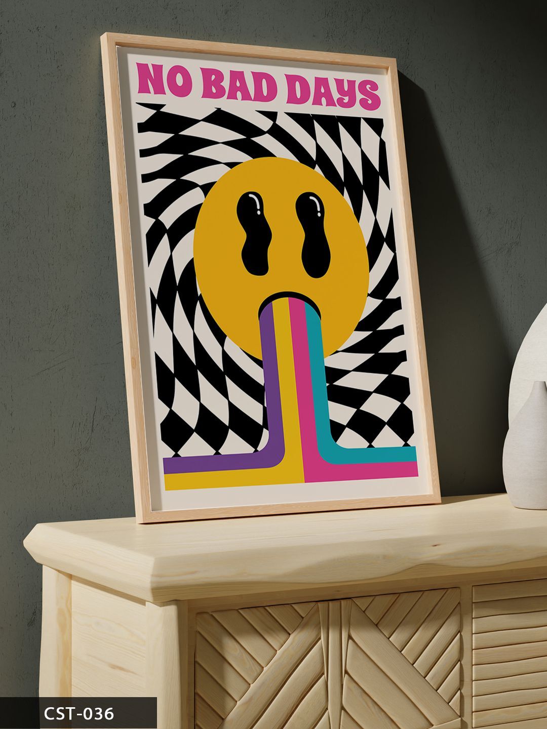 No Bad Days, kötü Gün yok Motto Tek Parça Ahşap Çerçeveli Tablo Naturel - 20 x 30 CM
