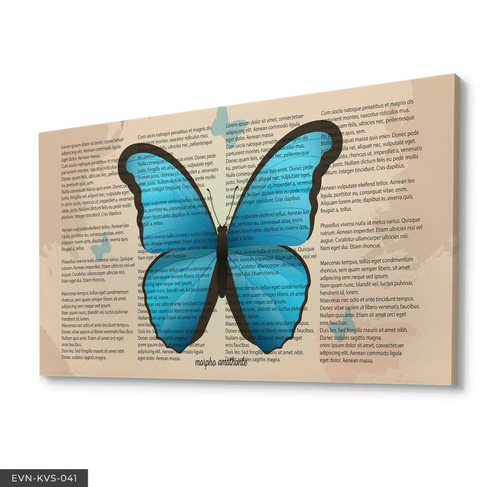 Mavi Kelebek Tek Parça Kanvas Canvas Tablo Tablo