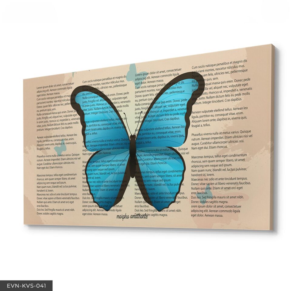 Mavi Kelebek Tek Parça Kanvas Canvas Tablo Tablo