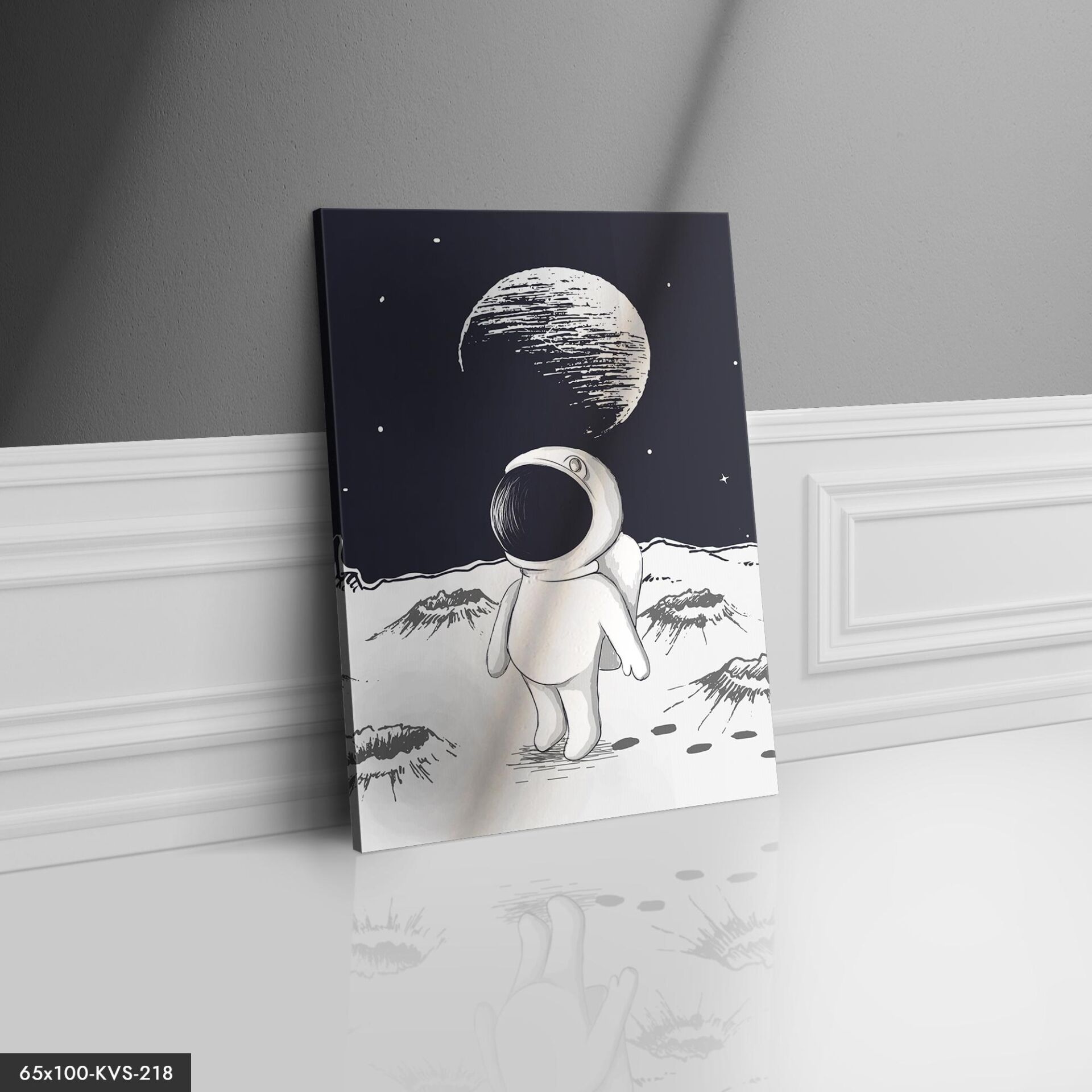 Sevimli Astronot Kanvas - Canvas Tablo 40 x 30 CM - Çok Renkli