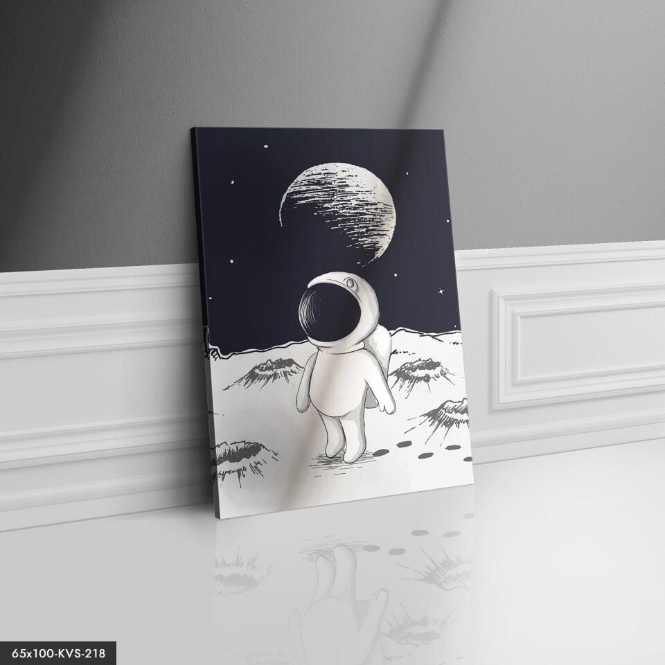 Sevimli Astronot Kanvas - Canvas Tablo 140 x 90 CM - Çok Renkli