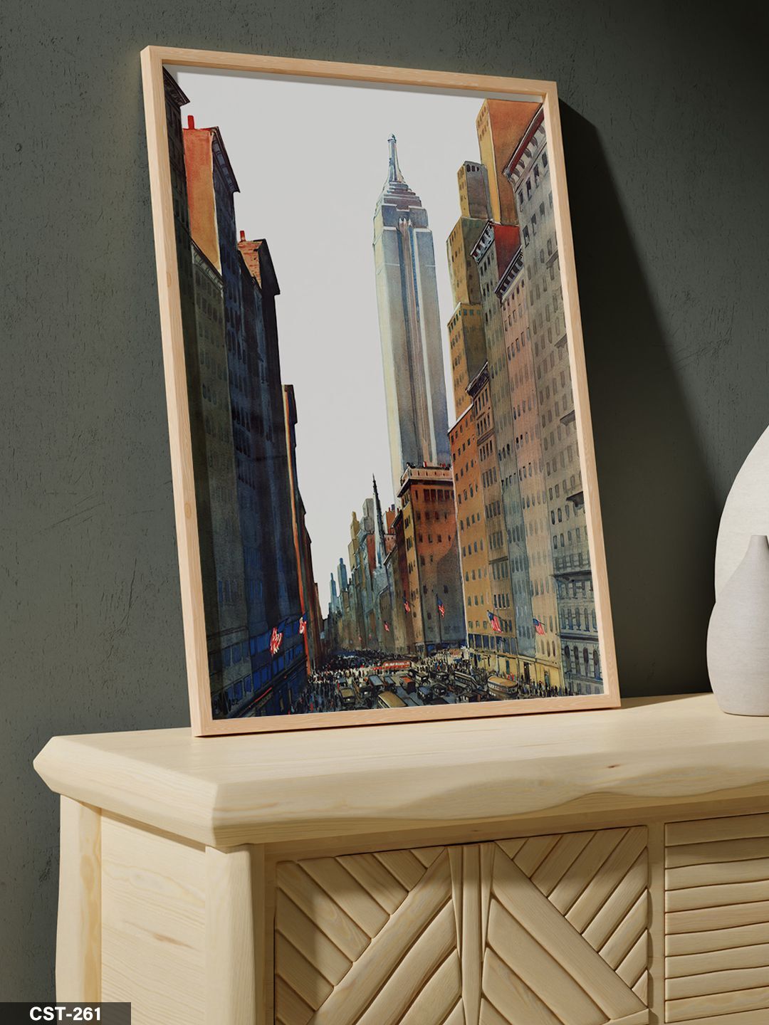 Gökdelen Şehir Tek Parça Ahşap Çerçeveli Tablo Naturel - 50 x 70 CM