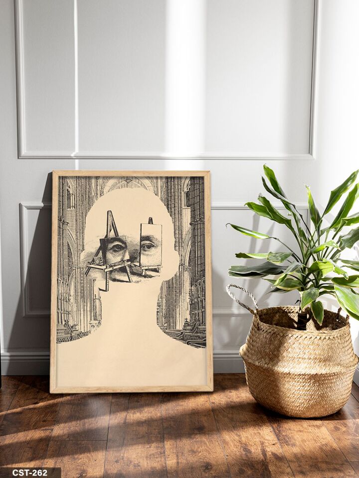 Lanny Sommese Karakalem Portre Tek Parça Ahşap Çerçeveli Tablo Naturel - 50 x 70 CM