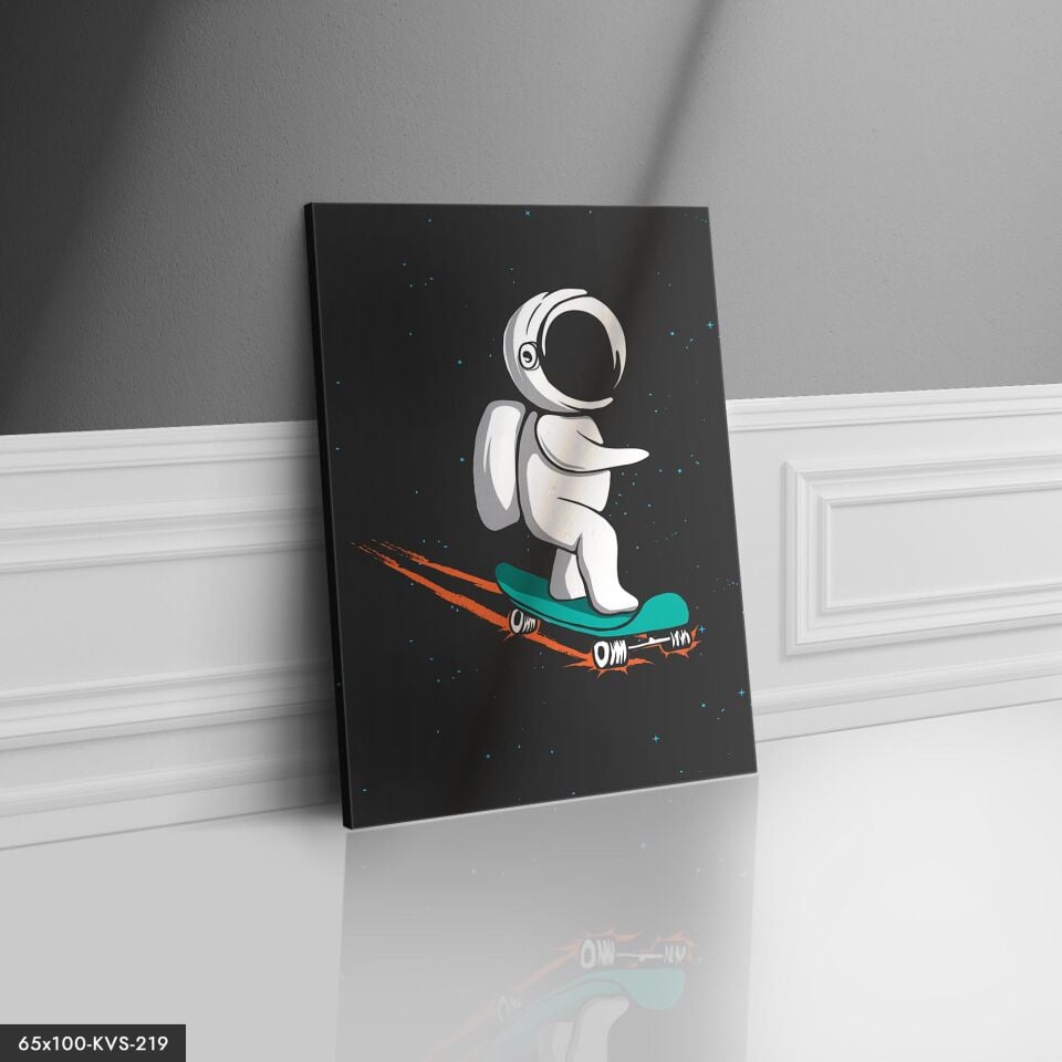 Kaykaylı Astronot Kanvas - Canvas Tablo 140 x 90 CM - Çok Renkli