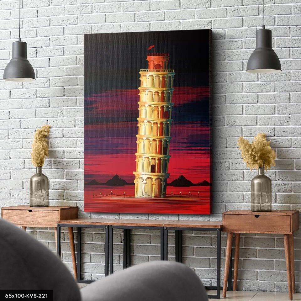 Pissa Kulesi Kanvas - Canvas Tablo 40 x 30 CM - Çok Renkli