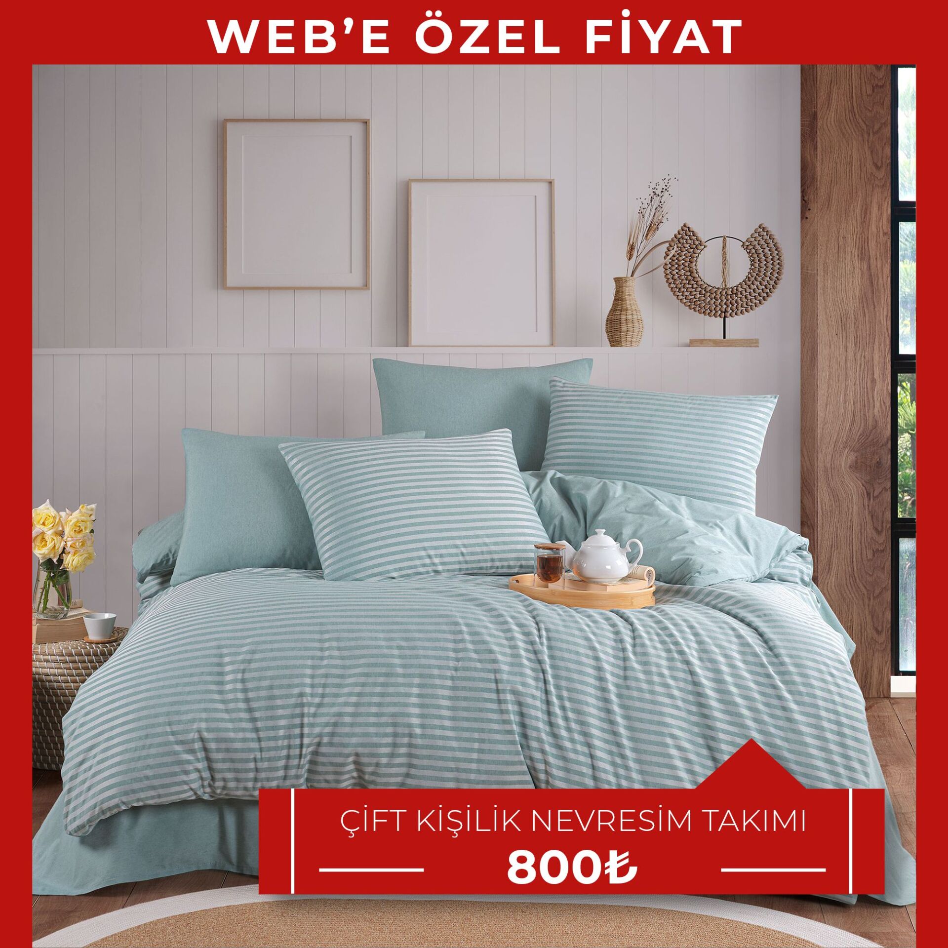 Natural Stripe Çift Kişilik Nevresim Takımı