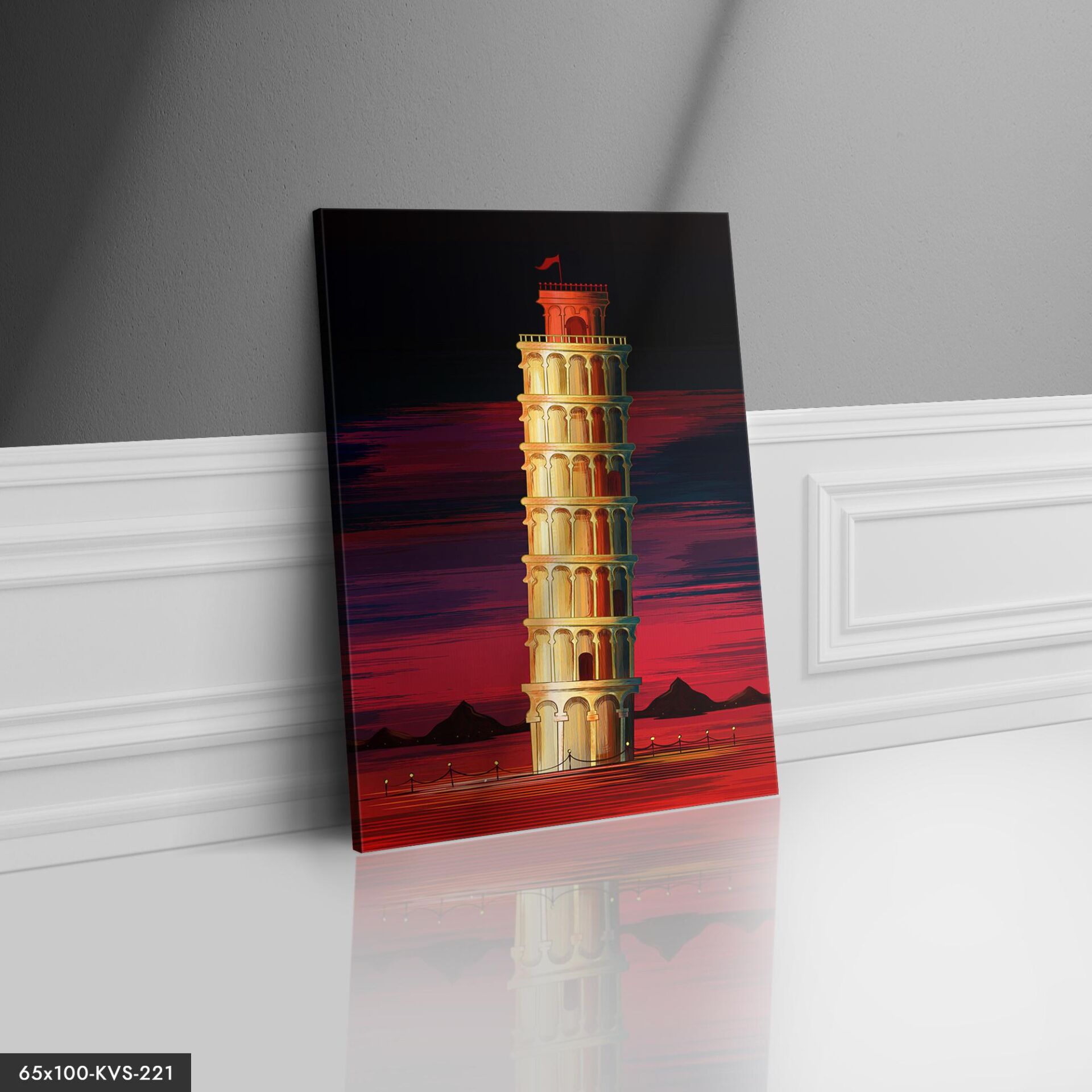 Pissa Kulesi Kanvas - Canvas Tablo 40 x 30 CM - Çok Renkli