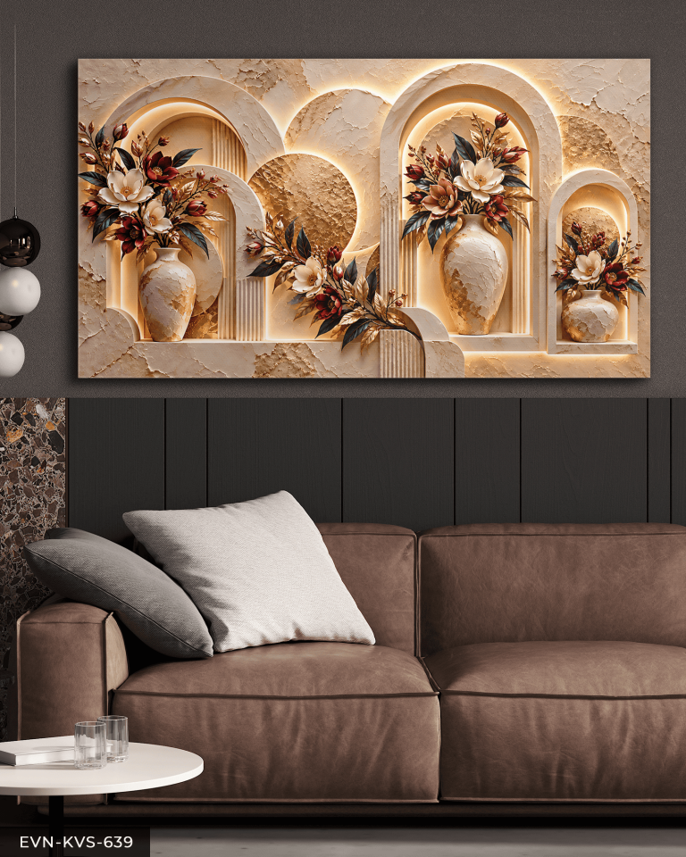 Vazoda Pembe Çiçekler Tek Parça Işıksız Kanvas - Canvas Tablo