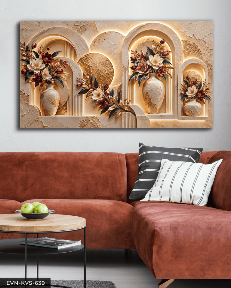 Vazoda Pembe Çiçekler Tek Parça Işıksız Kanvas - Canvas Tablo