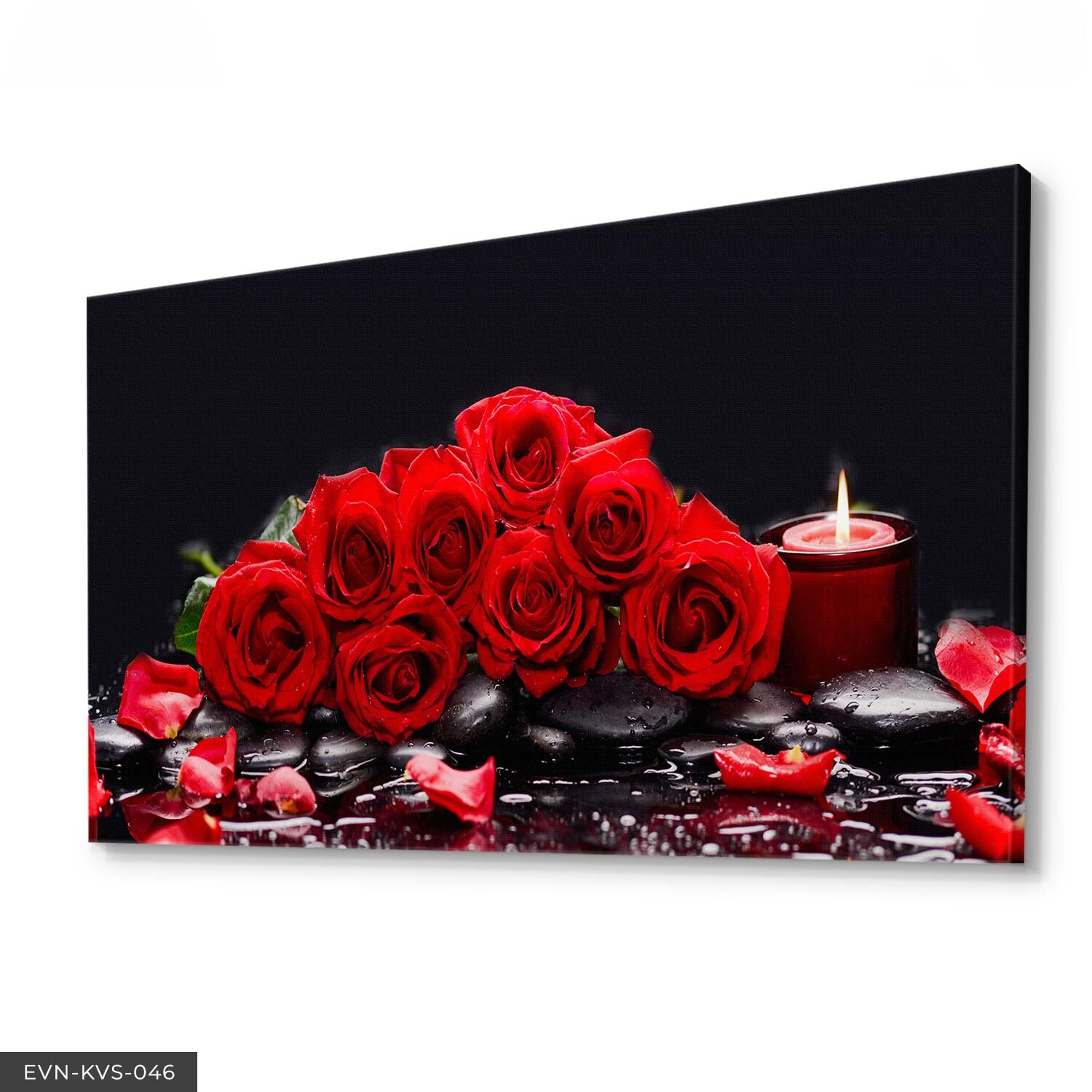 Kırmızı Gül Buketi Tek Parça Kanvas Canvas Tablo Tablo 40 x 30 CM - Çok Renkli