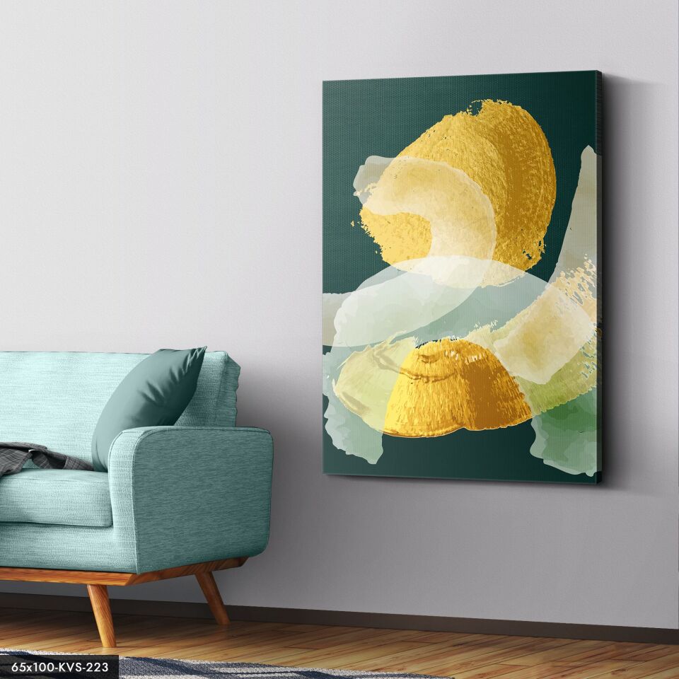 Gold Çizim Kanvas - Canvas Tablo 40 x 30 CM - Çok Renkli