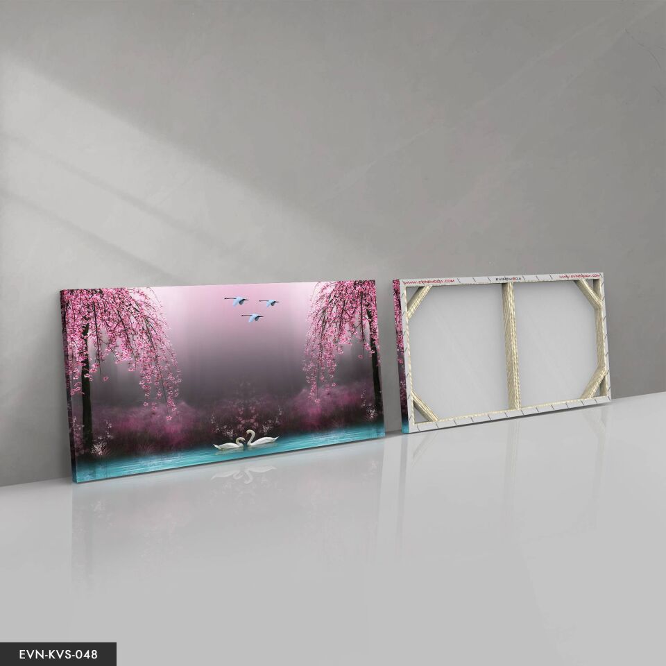 Kuğu Gölü Tek Parça Kanvas Canvas Tablo Tablo 40 x 30 CM - Çok Renkli