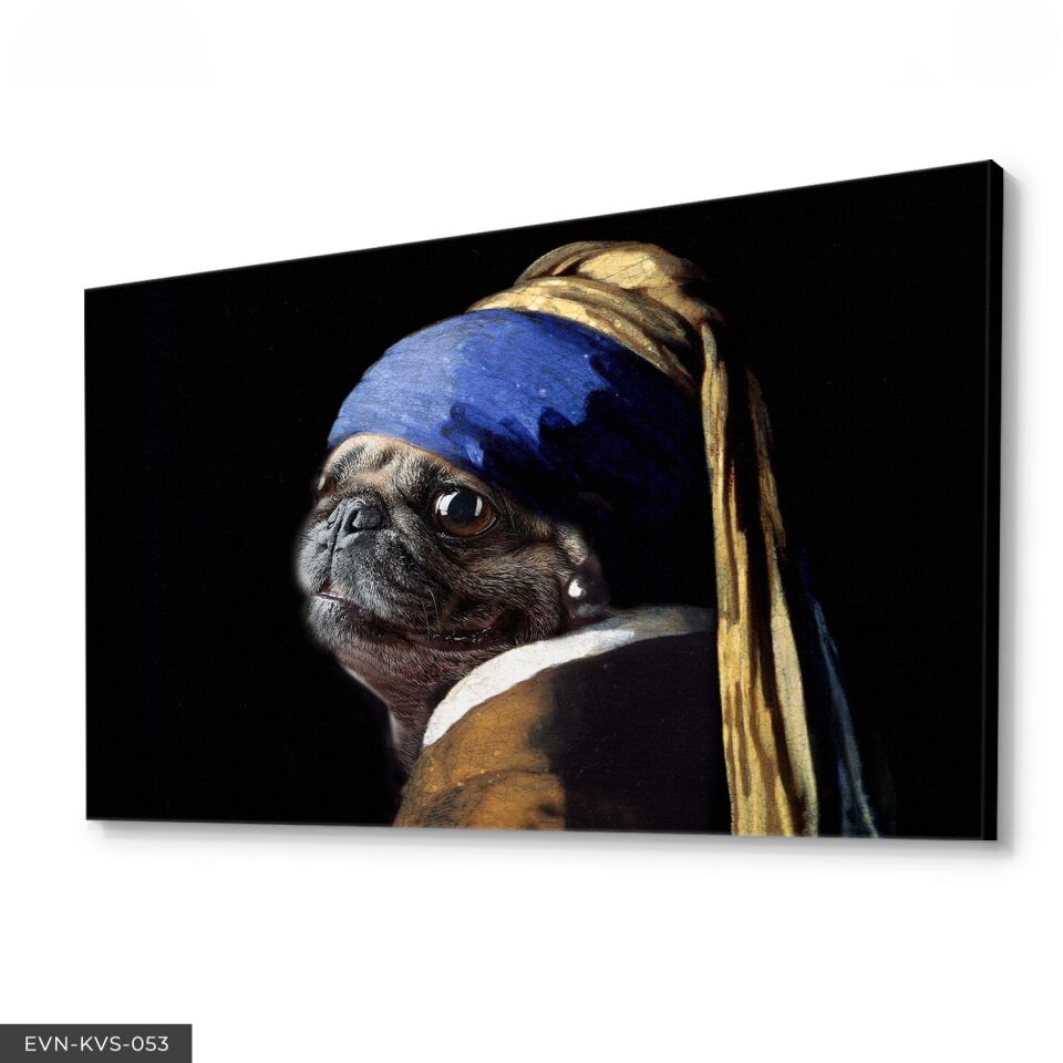 Inci Küpeli Köpek Tek Parça Kanvas Canvas Tablo Tablo