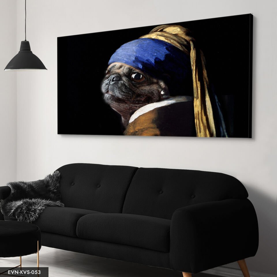 Inci Küpeli Köpek Tek Parça Kanvas Canvas Tablo Tablo