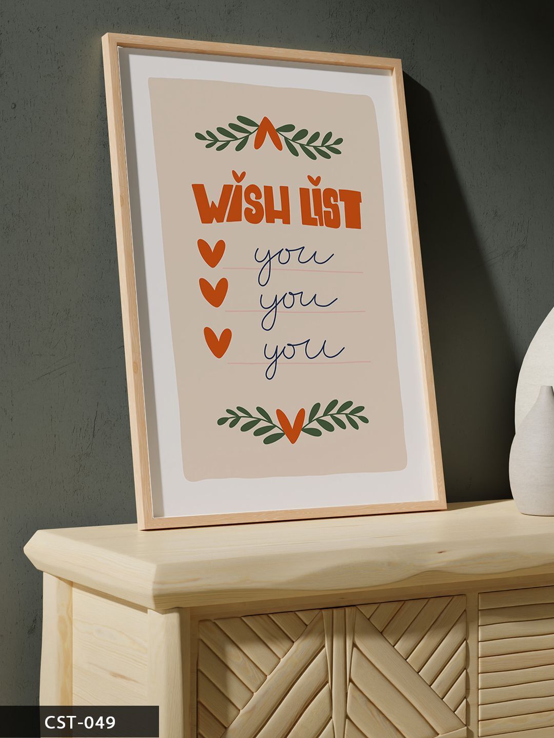 Wish List You, Dilek Listesi Sen Tek Parça Ahşap Çerçeveli Tablo Naturel - 20 x 30 CM