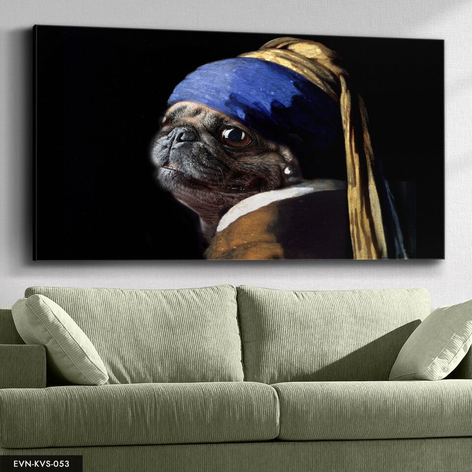 Inci Küpeli Köpek Tek Parça Kanvas Canvas Tablo Tablo