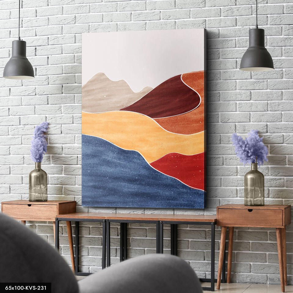 Soyut Sanat Çöl Kanvas - Canvas Tablo 40 x 30 CM - Çok Renkli