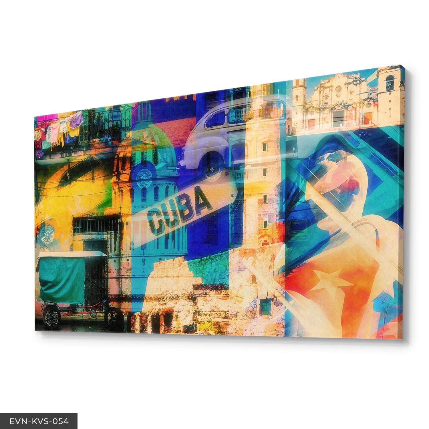 Küba Manzaraları Tek Parça Kanvas Canvas Tablo Tablo 40 x 30 CM - Çok Renkli