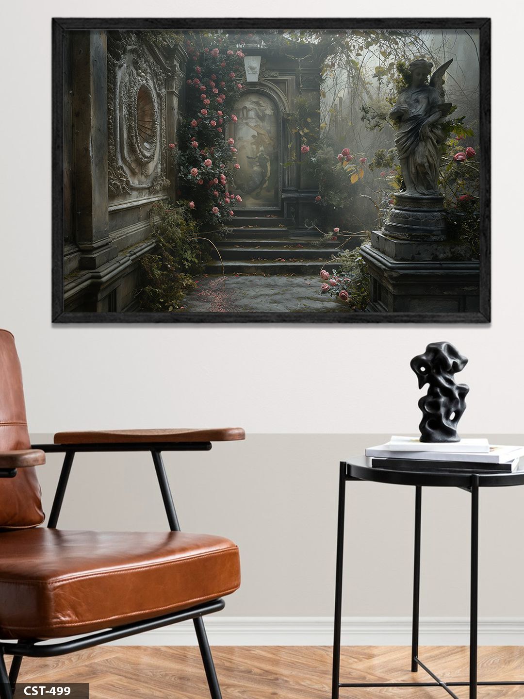 Gizli Bahçe Tek Parça Ahşap Çerçeveli Tablo Siyah - 40 x 60 CM