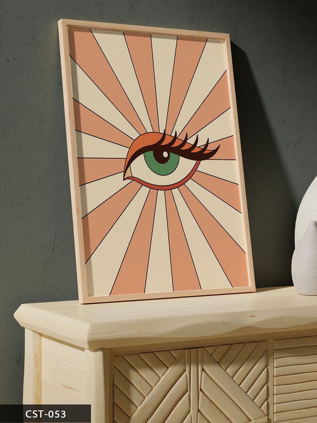 Yeşil Göz Tek Parça Ahşap Çerçeveli Tablo Naturel - 20 x 30 CM
