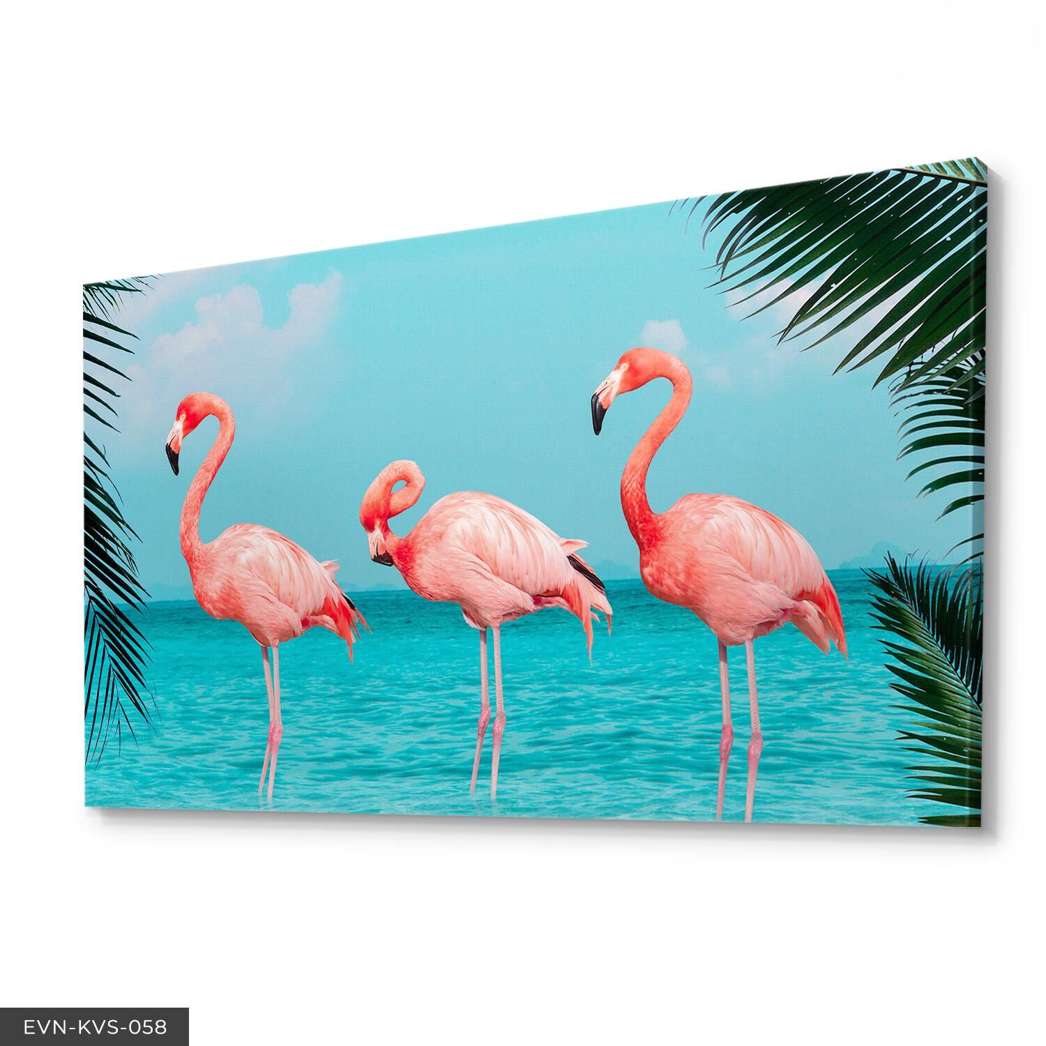 Flamingo Tek Parça Kanvas Canvas Tablo Tablo 40 x 30 CM - Çok Renkli