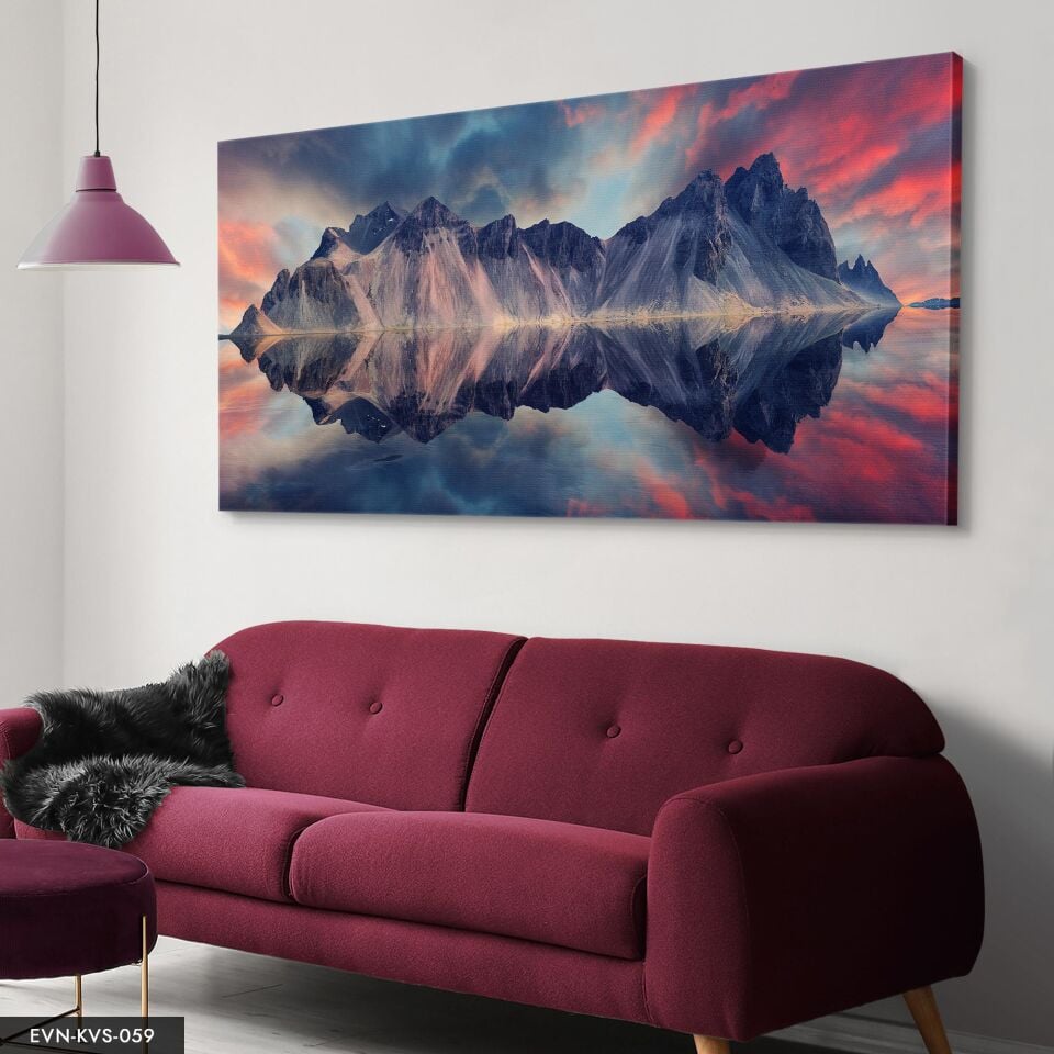 Dağ Görüntüsü Tek Parça Kanvas Canvas Tablo Tablo 40 x 30 CM - Çok Renkli