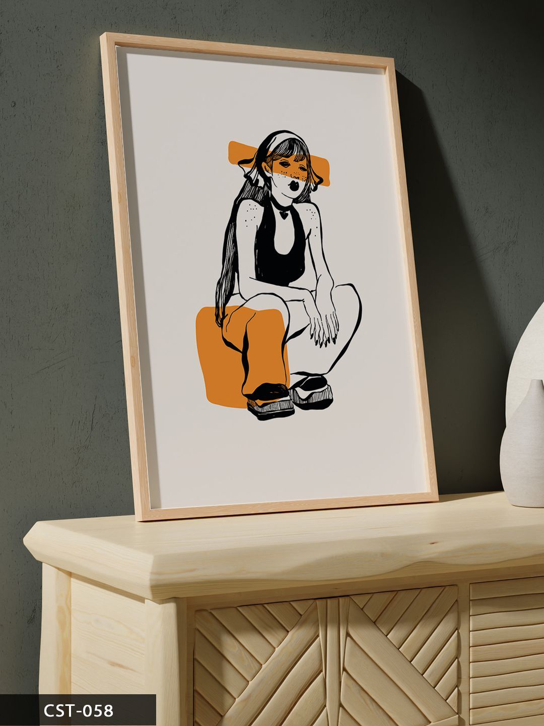 Kadın Art Tek Parça Ahşap Çerçeveli Tablo Naturel - 20 x 30 CM