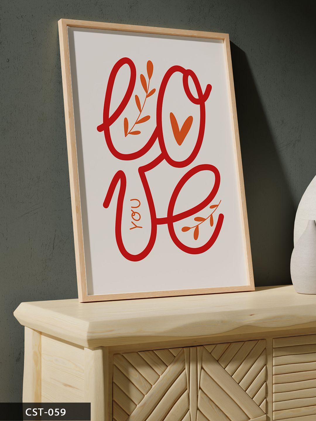 Love You Tek Parça Ahşap Çerçeveli Tablo Naturel - 20 x 30 CM