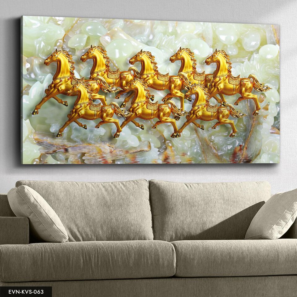 Atlar Tek Parça Kanvas Canvas Tablo Tablo 40 x 30 CM - Çok Renkli