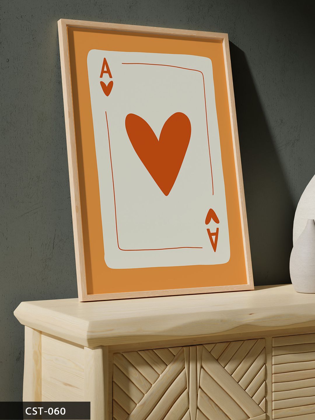 Kupa Ası Tek Parça Ahşap Çerçeveli Tablo Naturel - 20 x 30 CM