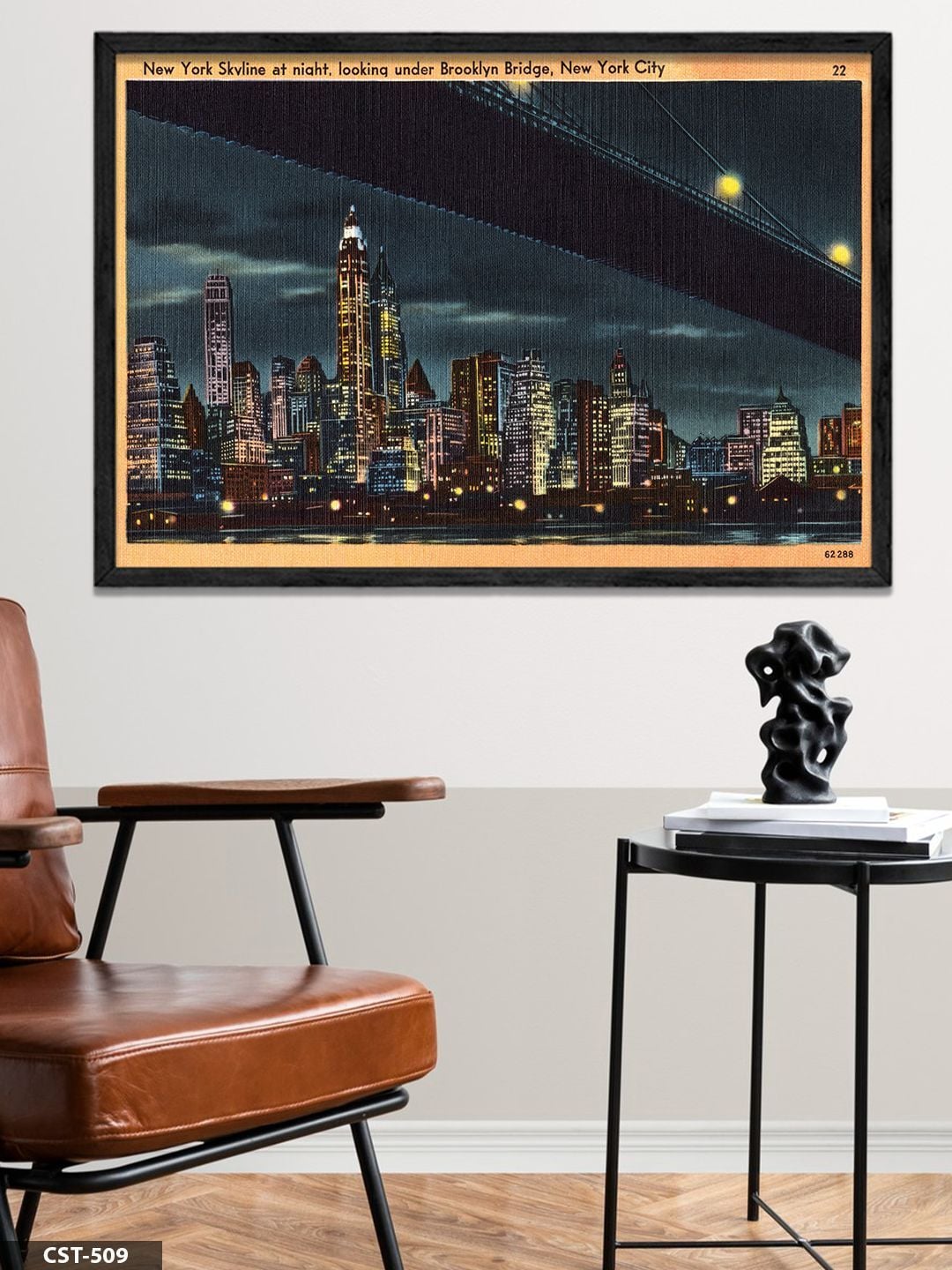 New York City Tek Parça Ahşap Çerçeveli Tablo Siyah - 40 x 60 CM