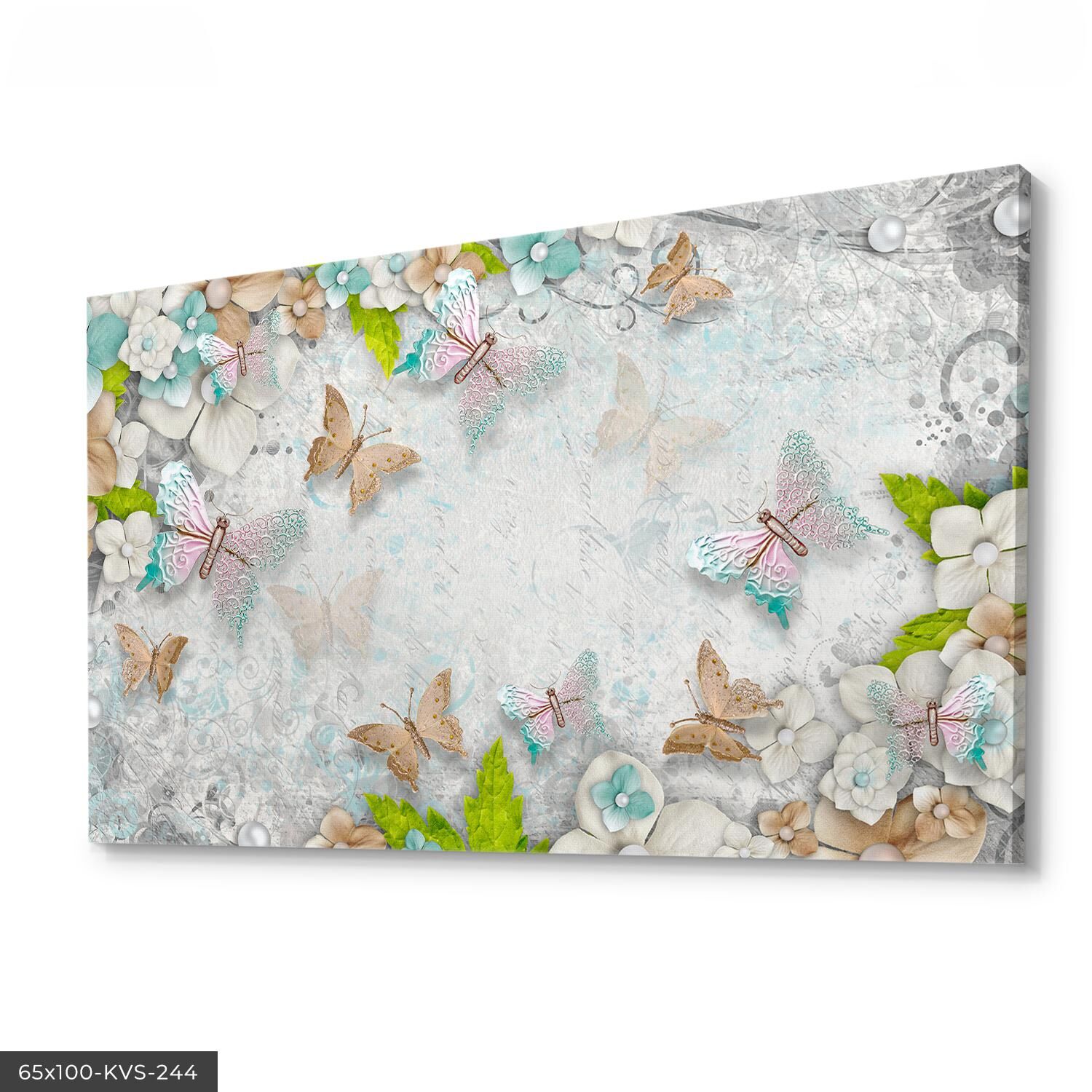 Kelebekler Kanvas - Canvas Tablo 40 x 30 CM - Çok Renkli