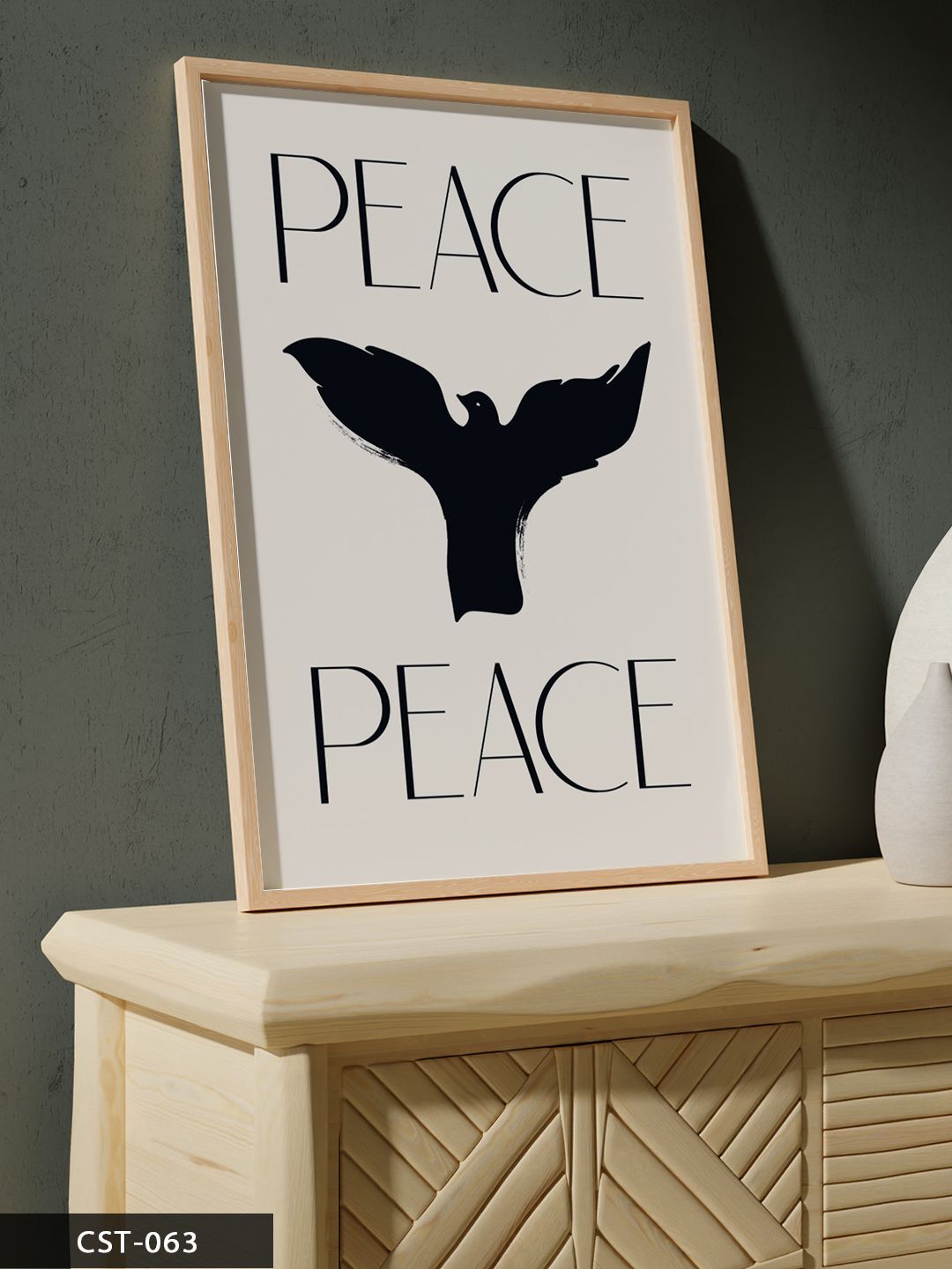 Peace Özgürlük Tek Parça Ahşap Çerçeveli Tablo Naturel - 20 x 30 CM